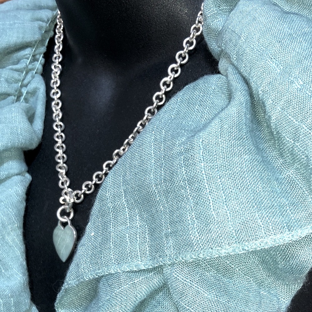 Solid Sterling Silver 925 Rolo Toggle Clasp Heart… - image 4